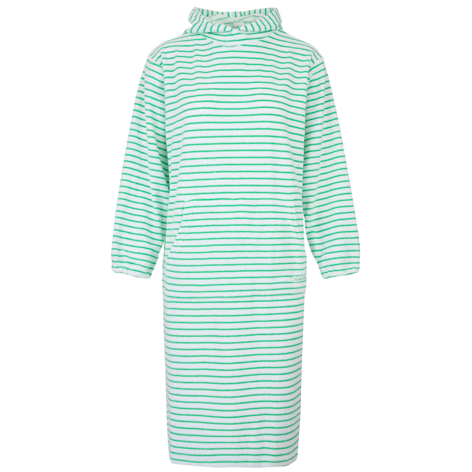 Women’s Green Striped, Hooded Towelling Cover Up Changing Robe White/Apple Small Bridie & Bert Ltd