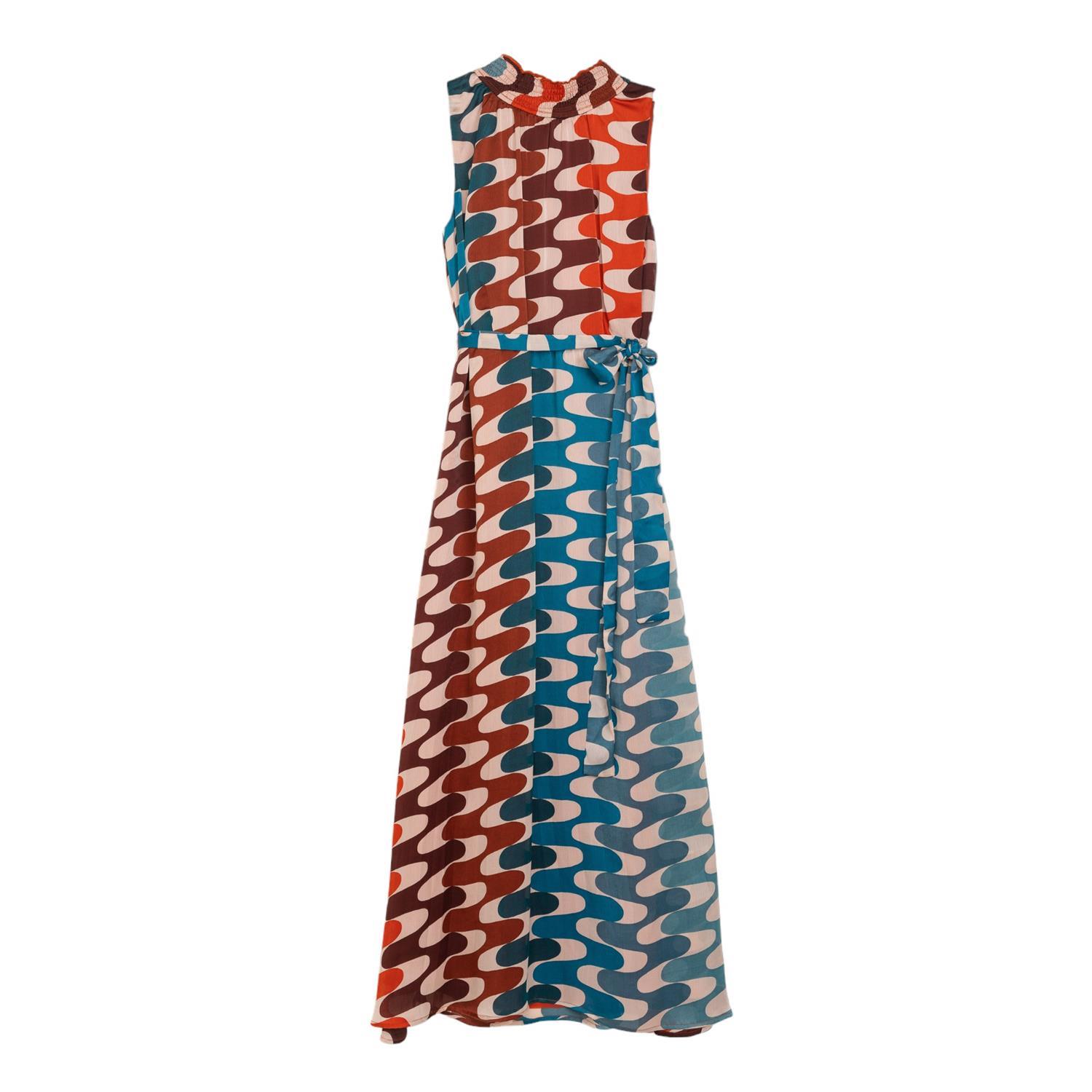 Long Sleeveless Pleated Dress Multicolor | NIZA | Wolf & Badger