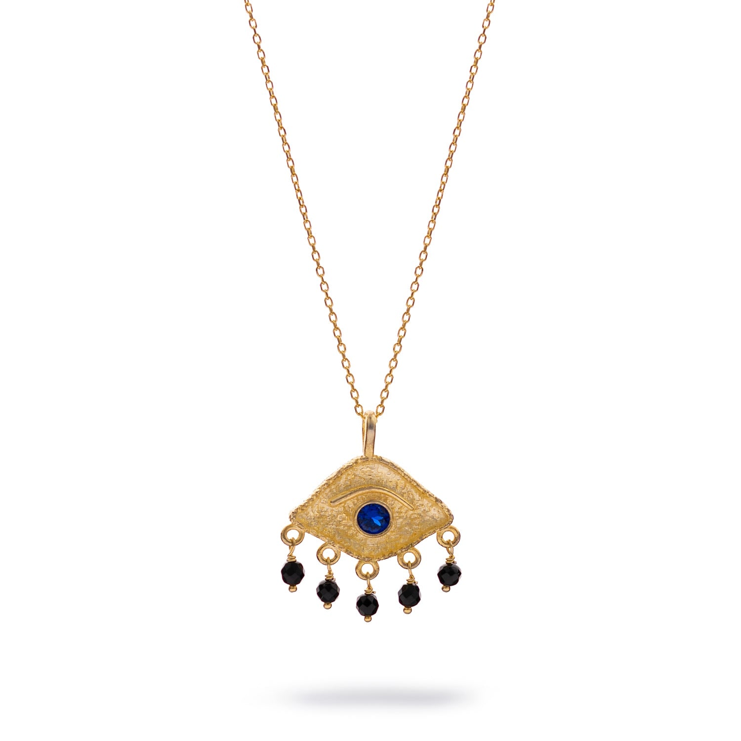 Ebru Jewelry Women's Gold / Blue Sapphire Eye Horizon Onyx Gold Necklace - Blue In Gold