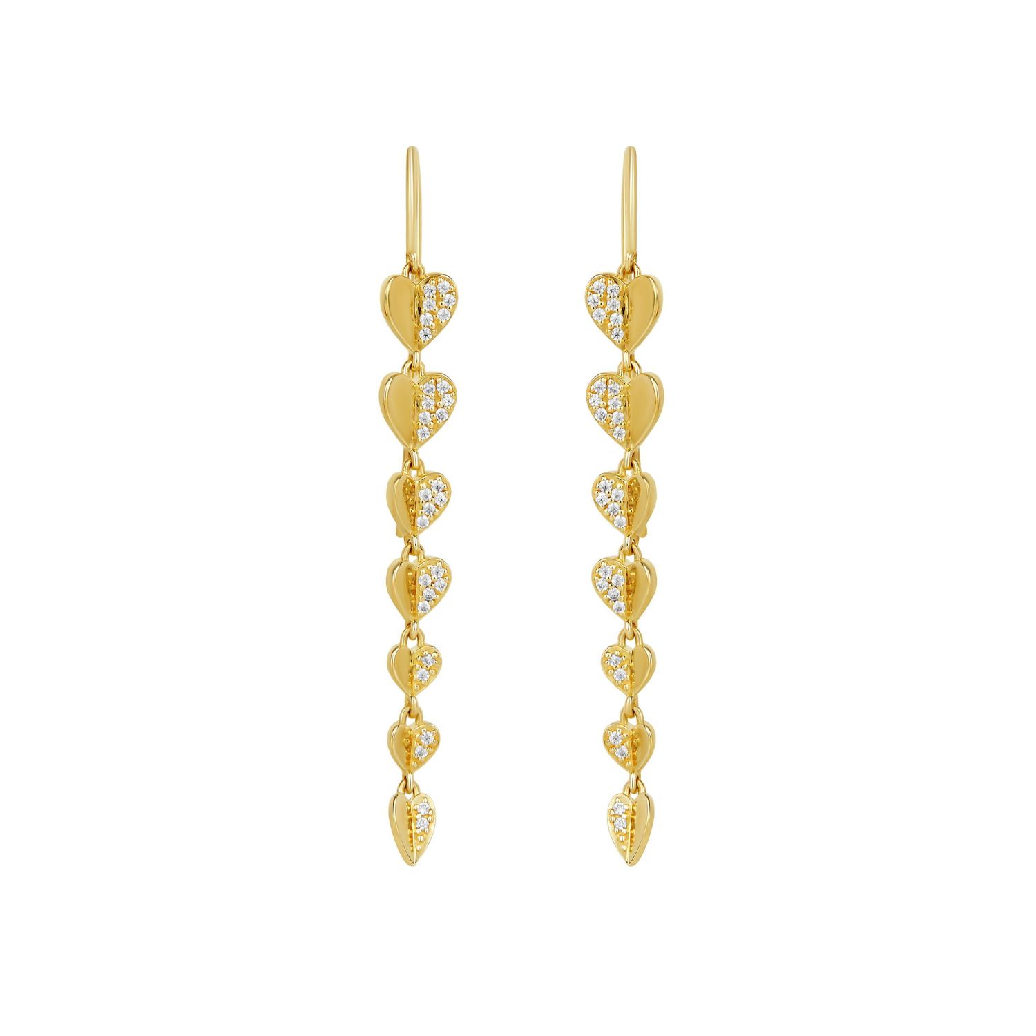 Dinny Hall Women's Gold Folded Heart Lab-created Diamond Column Drops