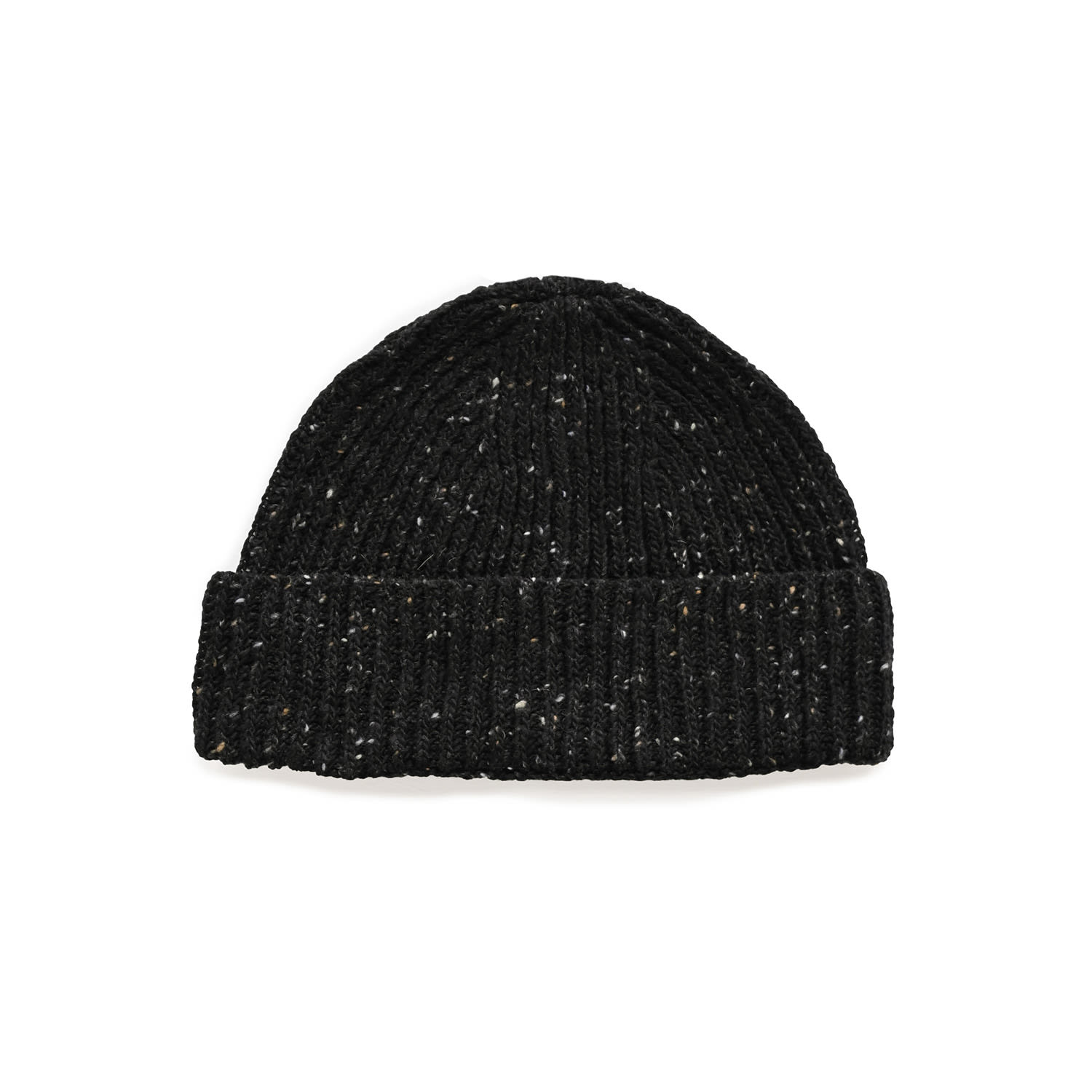 Oubas Men's Black Donegal Merino Wool Beanie Hat In Charcoal In Black