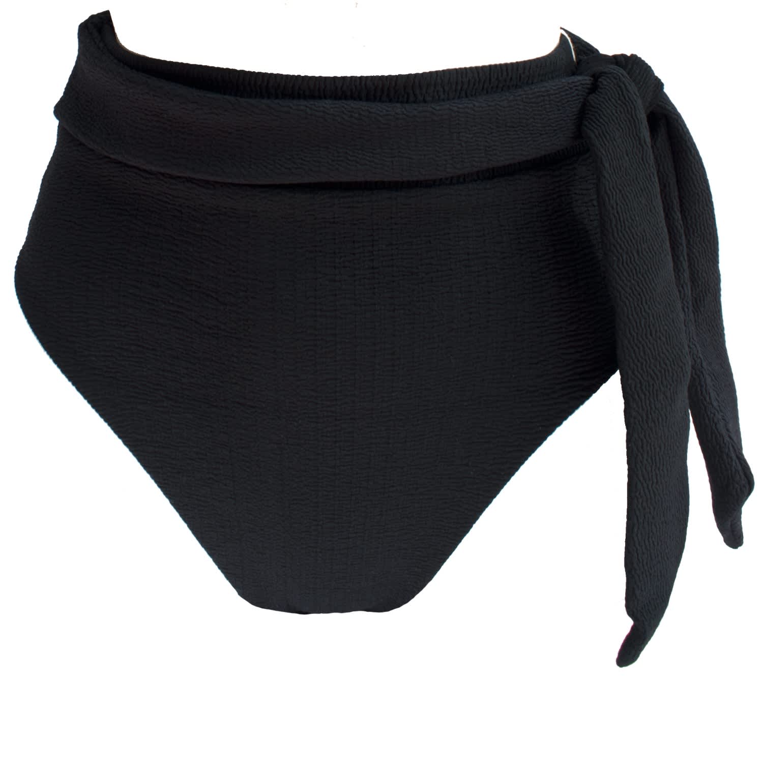 Lorelei Black Crinkle Super High Waisted Bikini Bottom freetides Wolf Badger