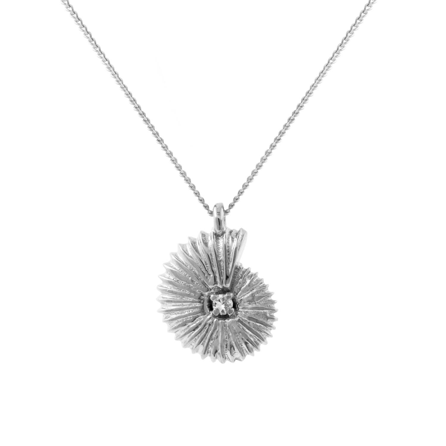 Lee Renee Women's Ammonite Diamond Necklace - Silver In Gray