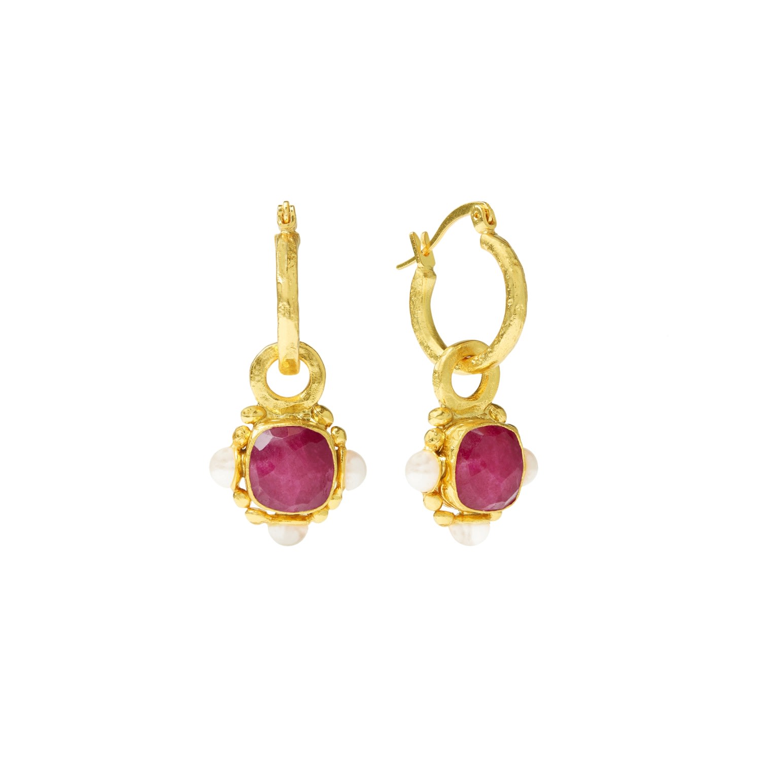 Women’s Red Esther Ruby And Pearl Drop Earrings Ottoman Hands