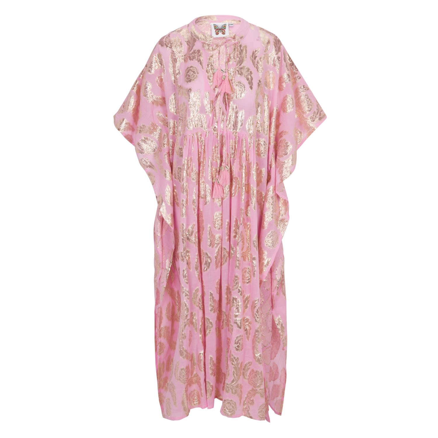 Meghan Fabulous Women's Gold / Pink / Purple Palm Springs Sparkle Caftan Maxi Dress In Gold/pink/purple