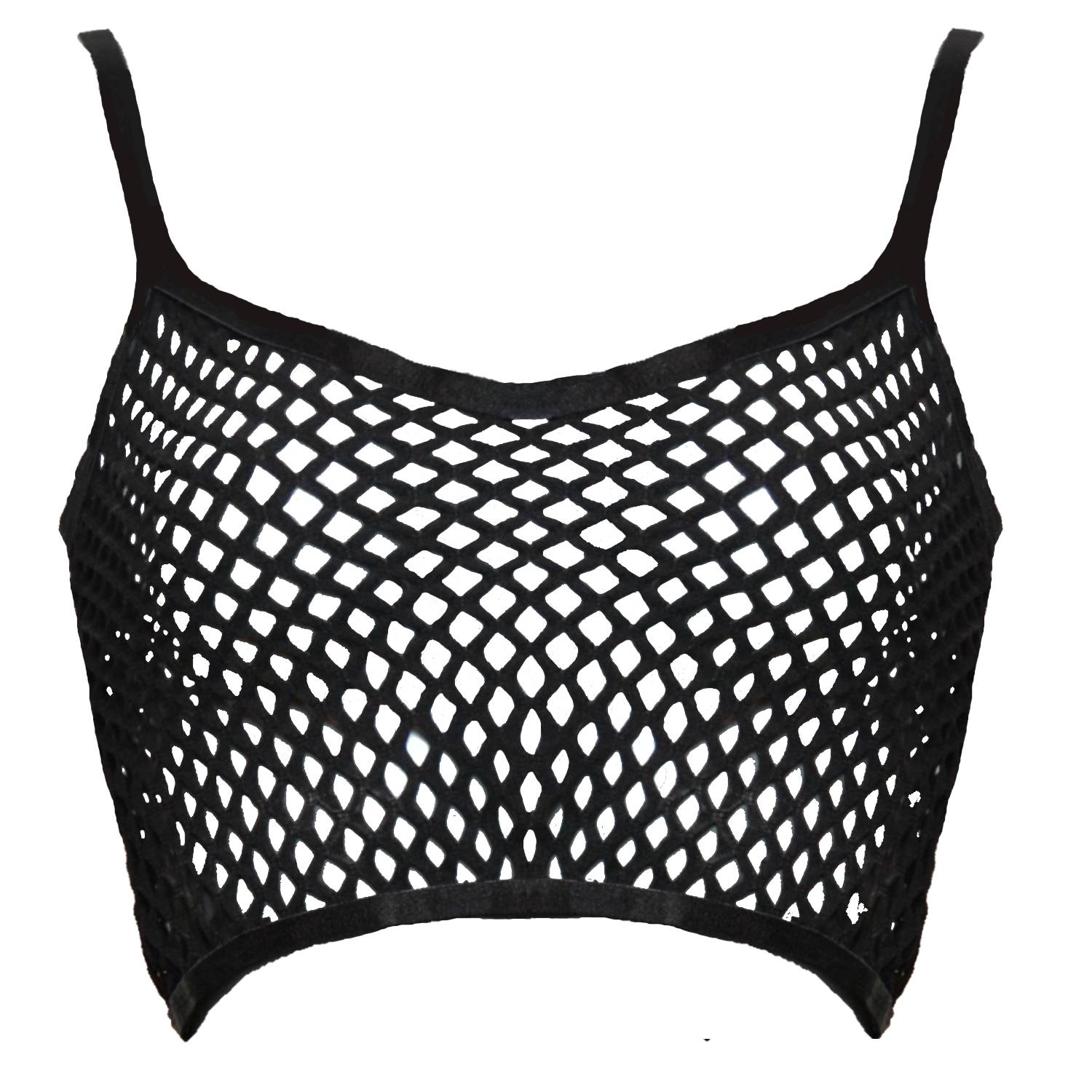 Hidden Beneath Women's Black Obsidian Longline Fishnet Bralette