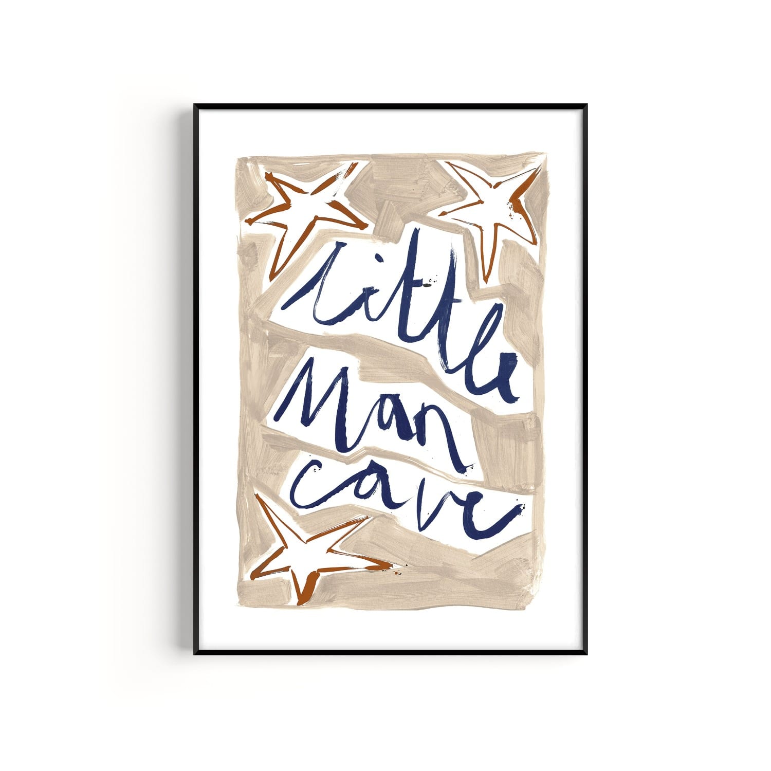 Natalie Cass Art Neutrals Little Man Cave Hand Painted Art Print - A2