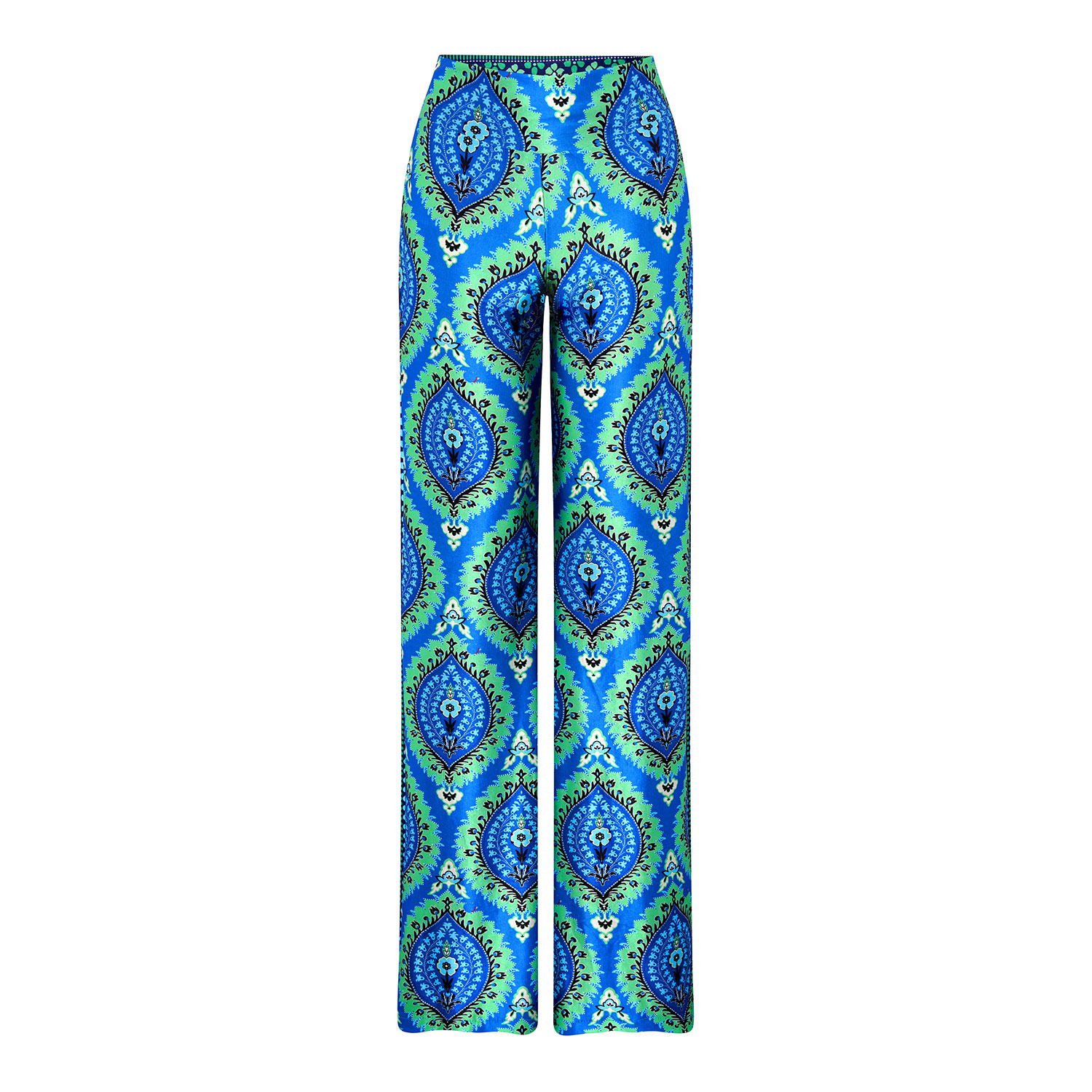 Beatrice Von Tresckow Women's Blue Peacock Wide Stretch Flare Trousers