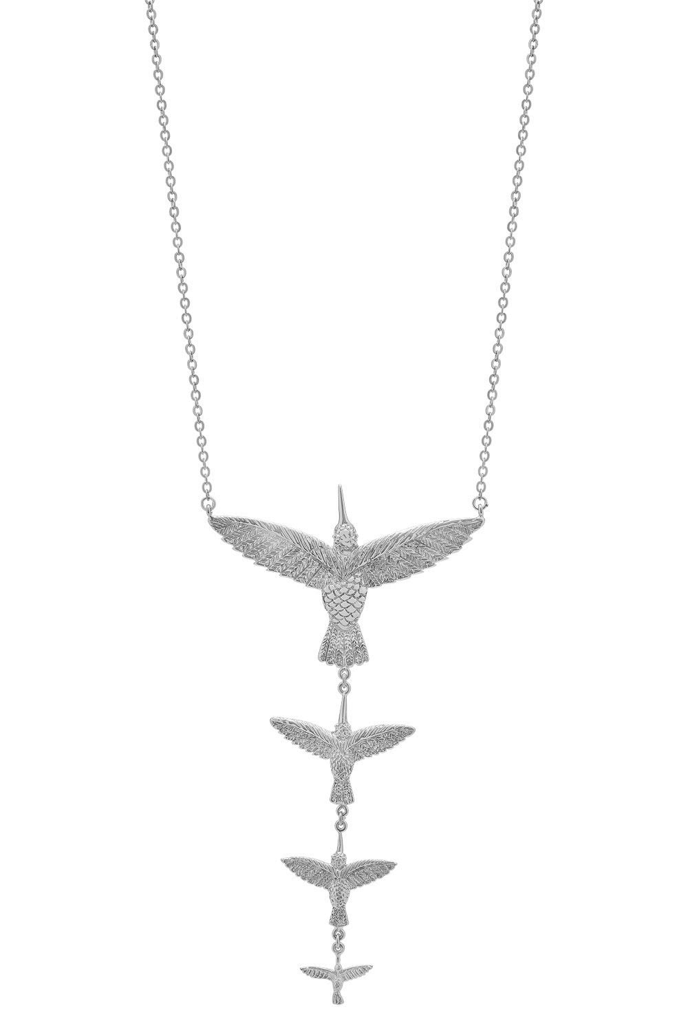 Sophie Simone Designs Women's Necklace Four Hummingbirds - Silver In Neutral