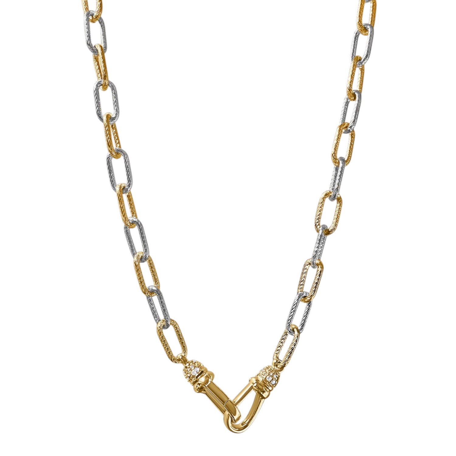 Alexie Of Athens Women's Gold / Silver Two Tone Heirloom Pave Swivel Charm Chain