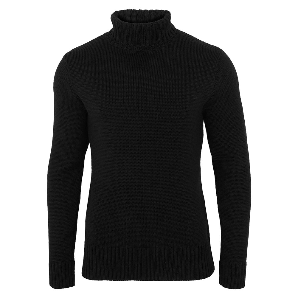 Paul James Knitwear Men's The Fitted Submariner Lloyd Roll Neck Merino Wool Jumper - Black In Black