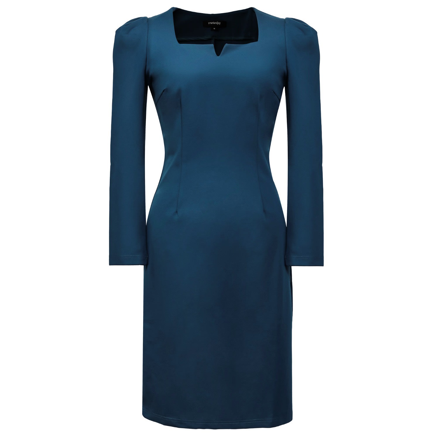 Smart And Joy Women's Blue Puffy Sleeves Fitted Dress - Teal In Blue