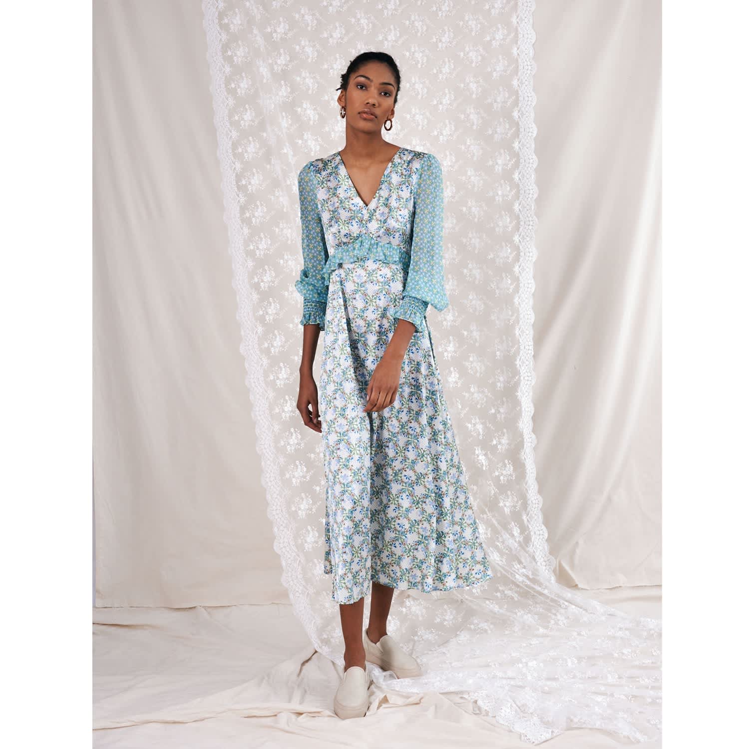 Midi Smock Dress Daisy Chains (M) Jessica Russell Flint Wolf & Badger