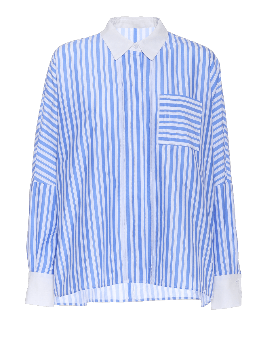 Women’s Blue Bella Blouse Striped M/L Helene Galwas