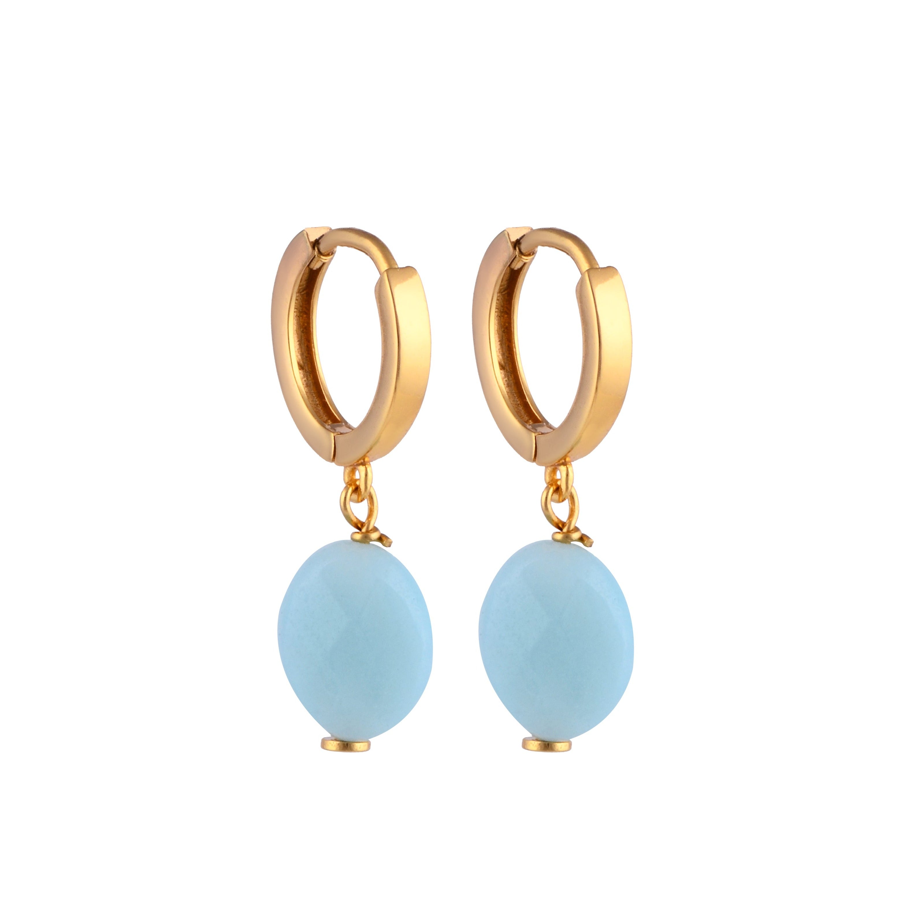 Women’s Blue / Gold Amazonite Gold Vermeil Huggie Hoop Earrings Cantik by Camilla