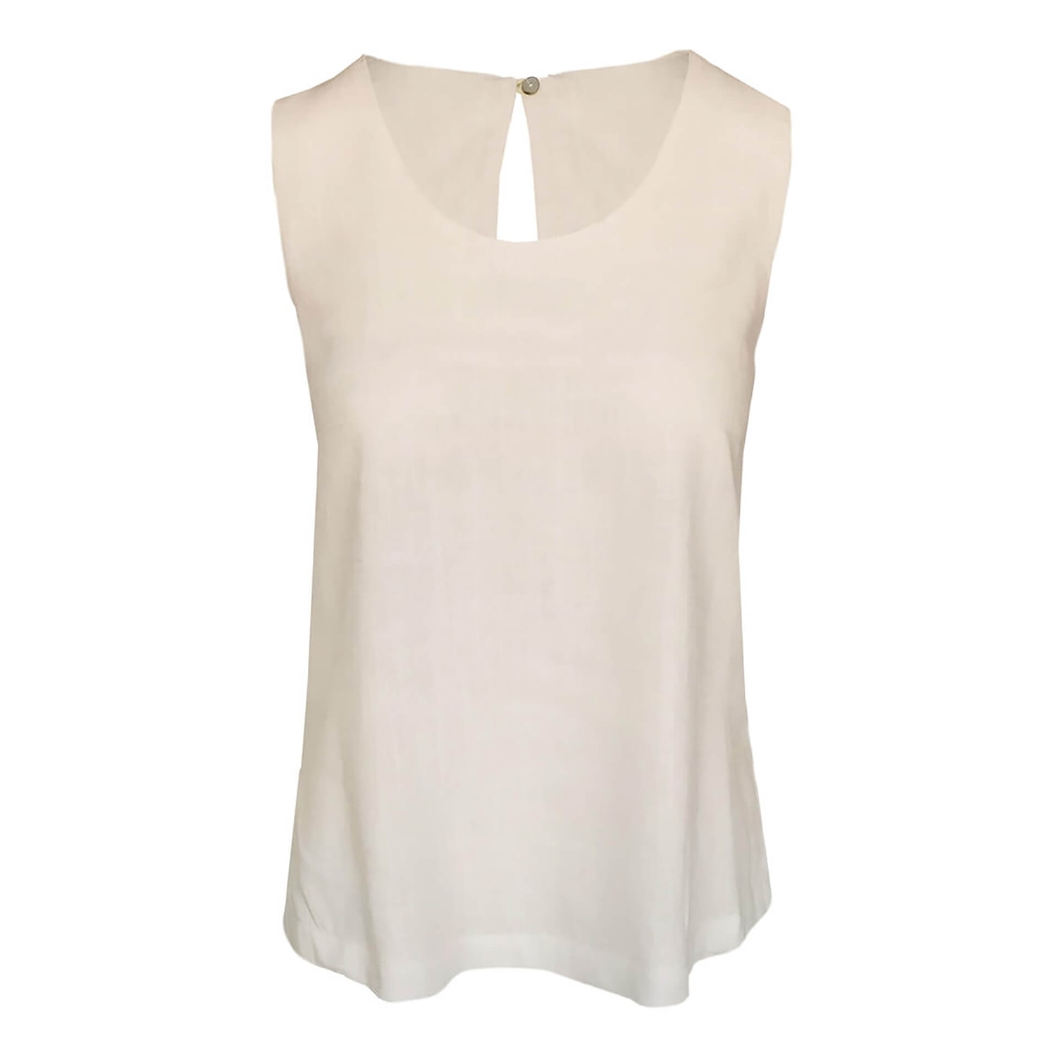 Women’s Solid Linen Blend Sleeveles Top - White Medium Haris Cotton