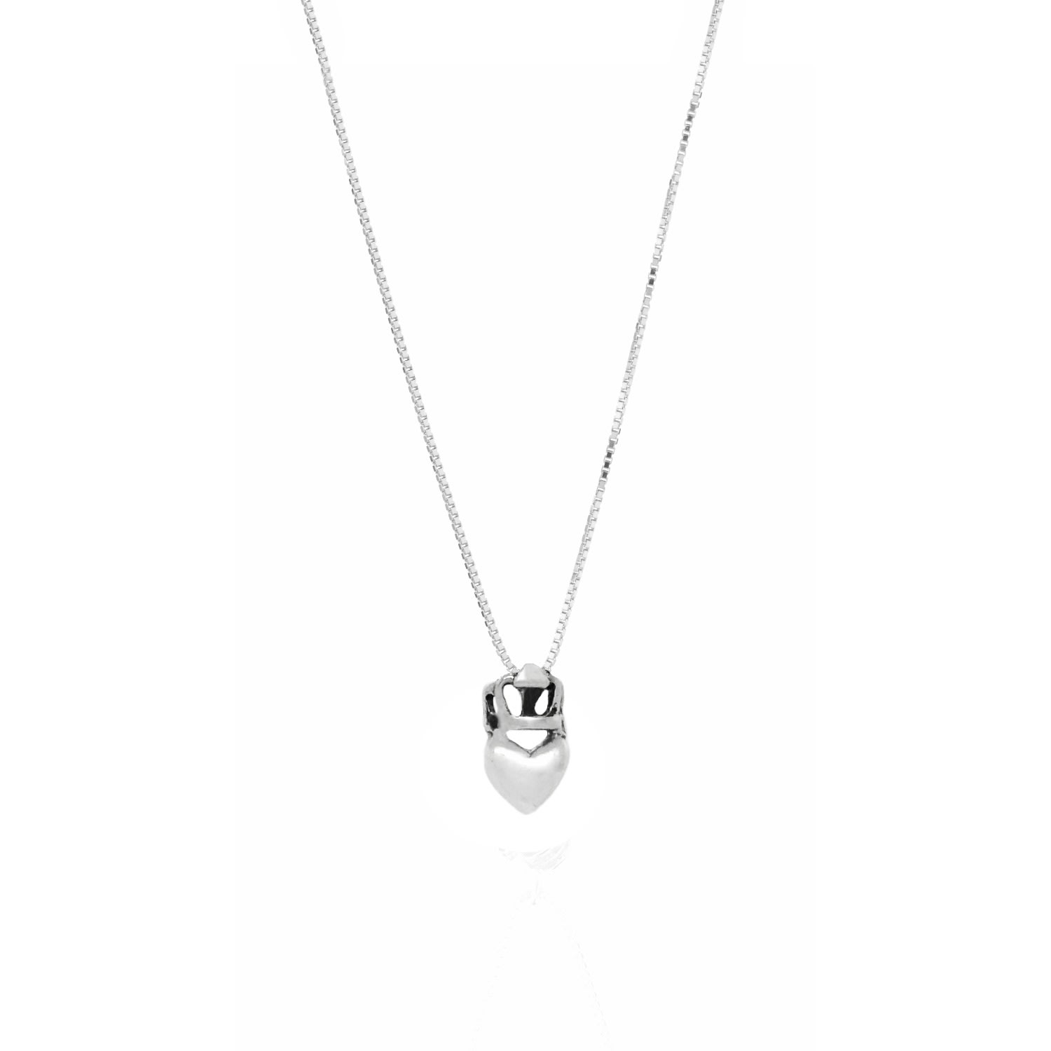 Unaloe Women's Sterling Silver Necklace With Crown And Heart