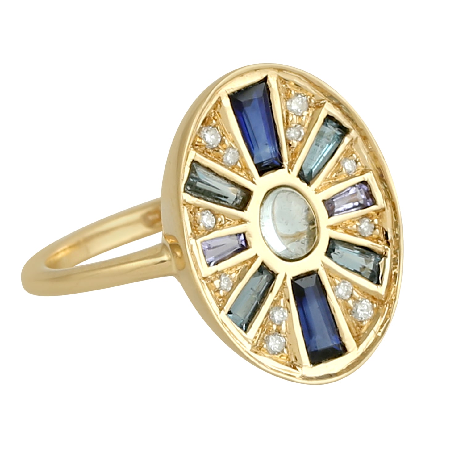 Artisan Women's Designer Diamond & Baguette Gemstone Statement Ring In 18k Gold In Gold