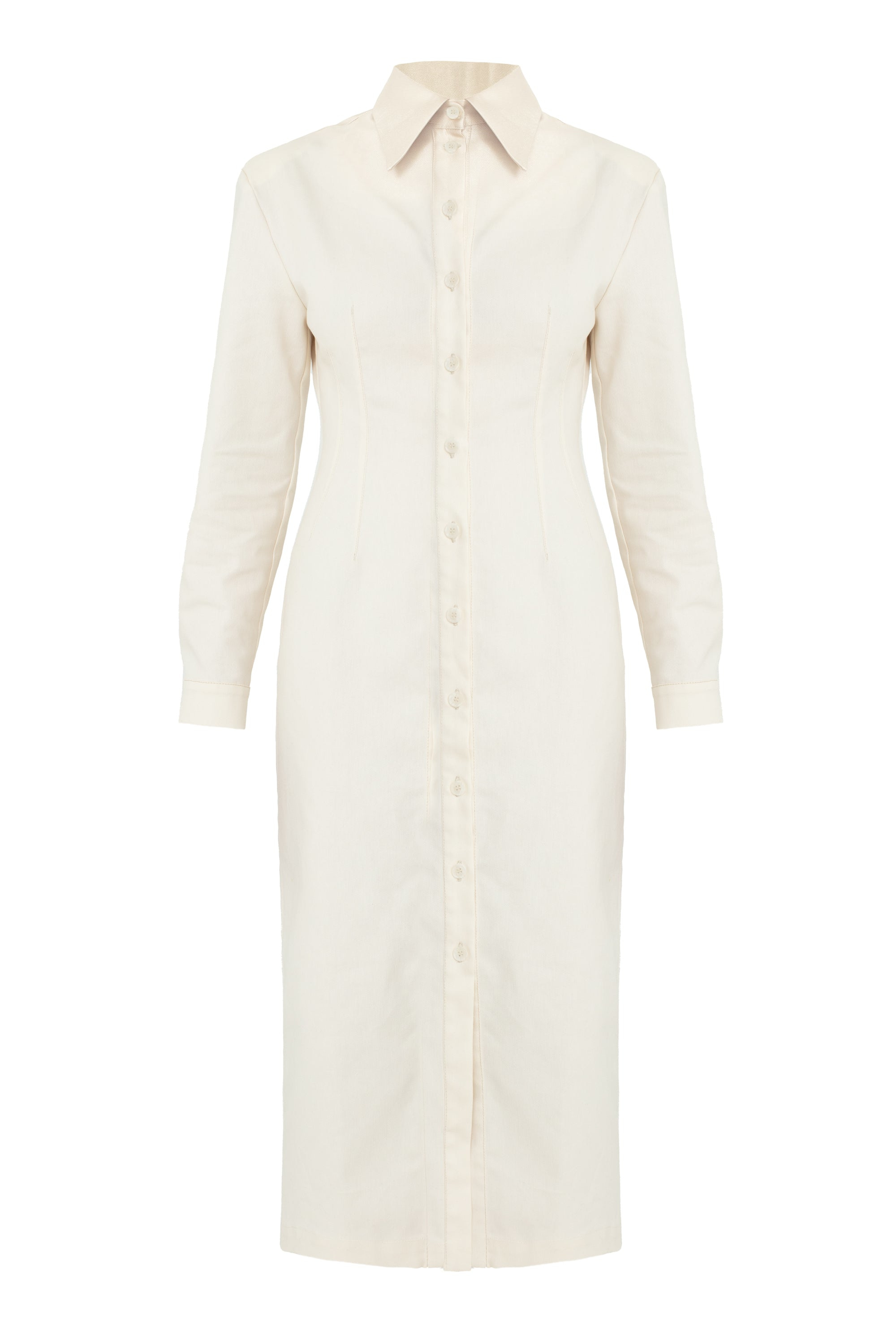 Undress Women's Edith White Denim Fitted Midi Shirt Dress