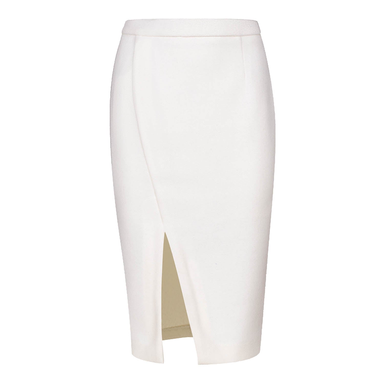 Conquista Women's Neutrals Off White Faux Mouflon Pencil Skirt In White