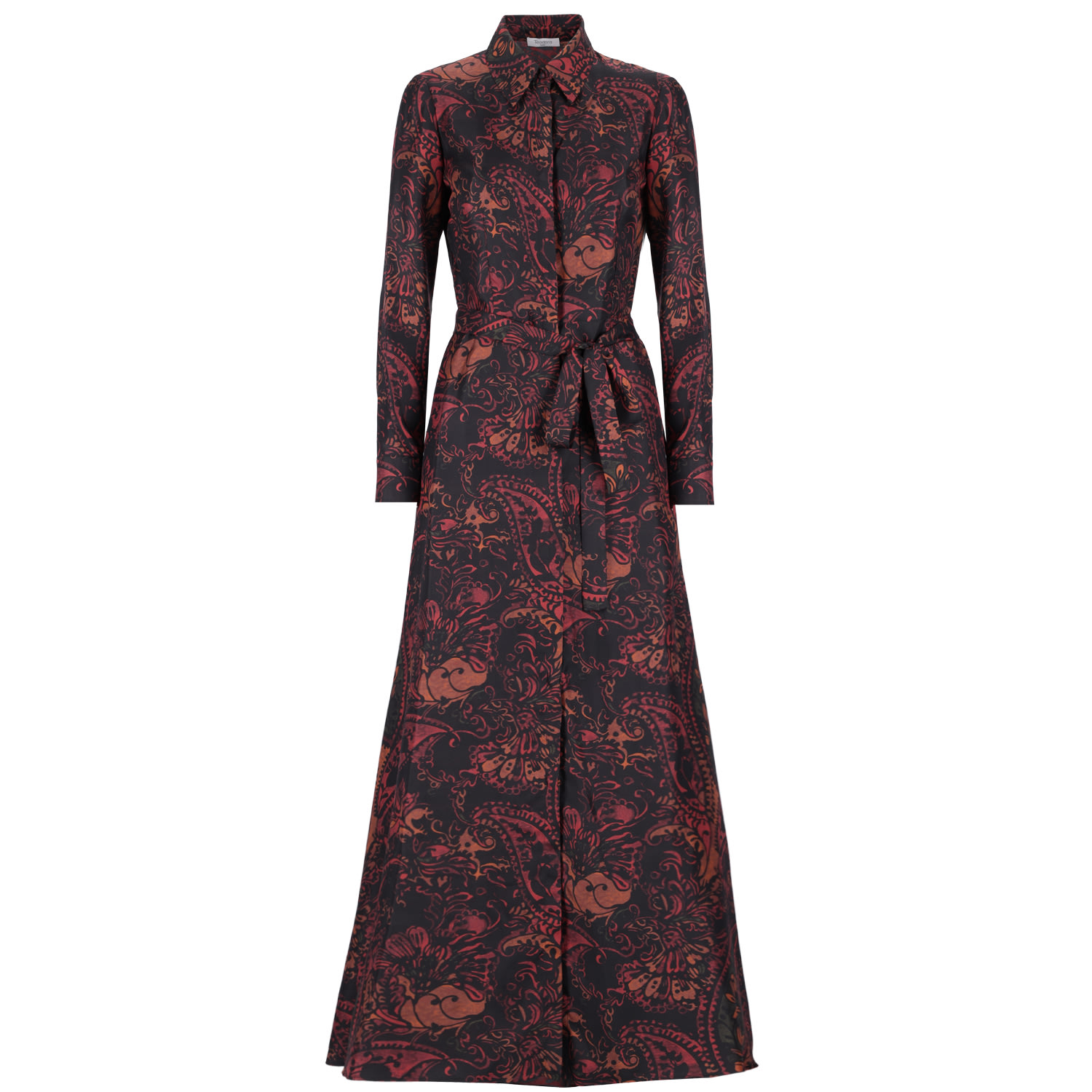 Women's Black / Brown Portofino Silk Chemisier Long Dress | Small | Teodora Milano