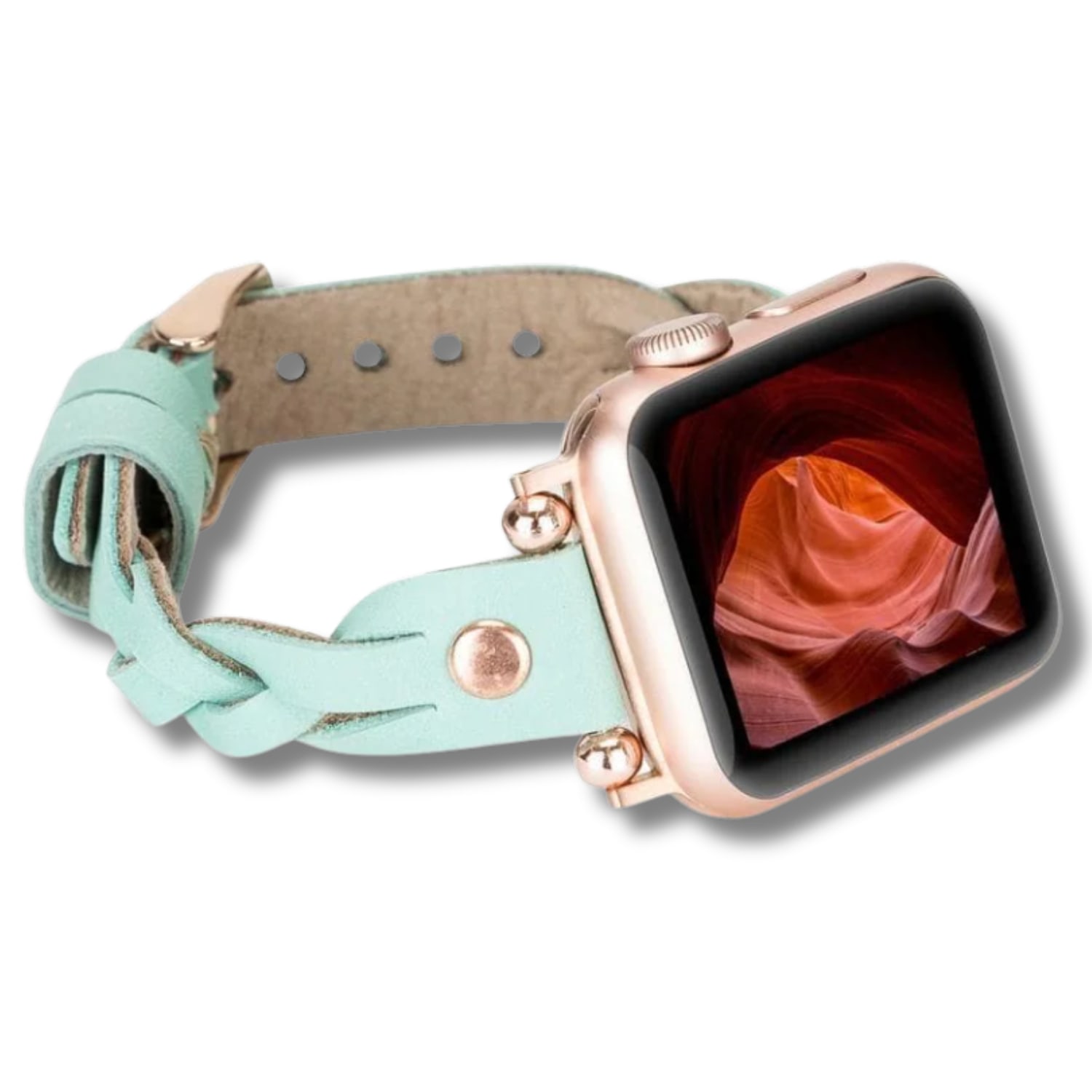 Leathere Women's Apple Watch Braided Band - Mint Green - Chico In Green