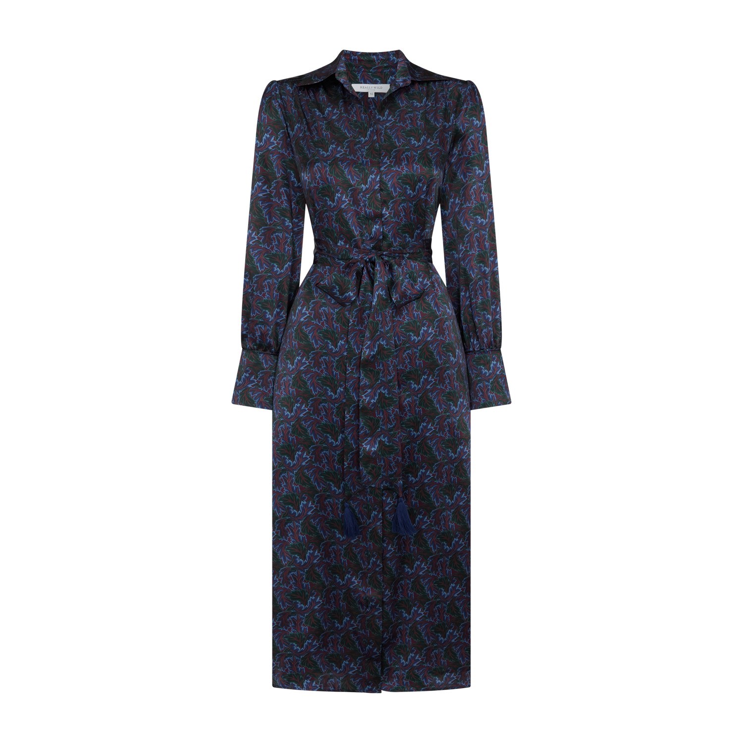 Really Wild Clothing Women's Blue Birch Print Silk Shirt Dress In Blue