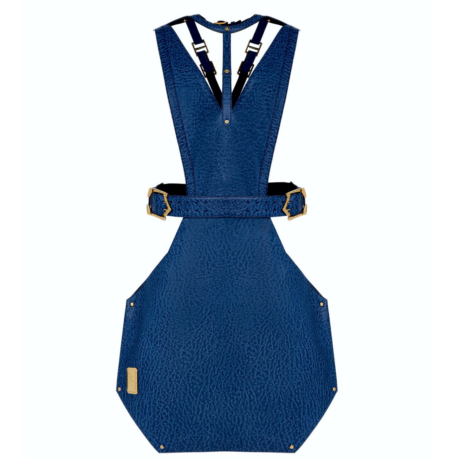 Eskandur Leather Designer Apron - Blue One Size