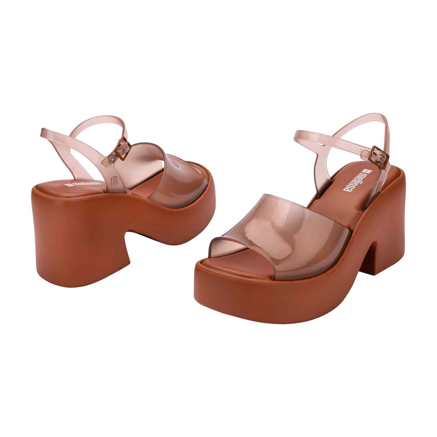 Lina Platform Heel - Brown / Transparent | MELISSA | Wolf & Badger