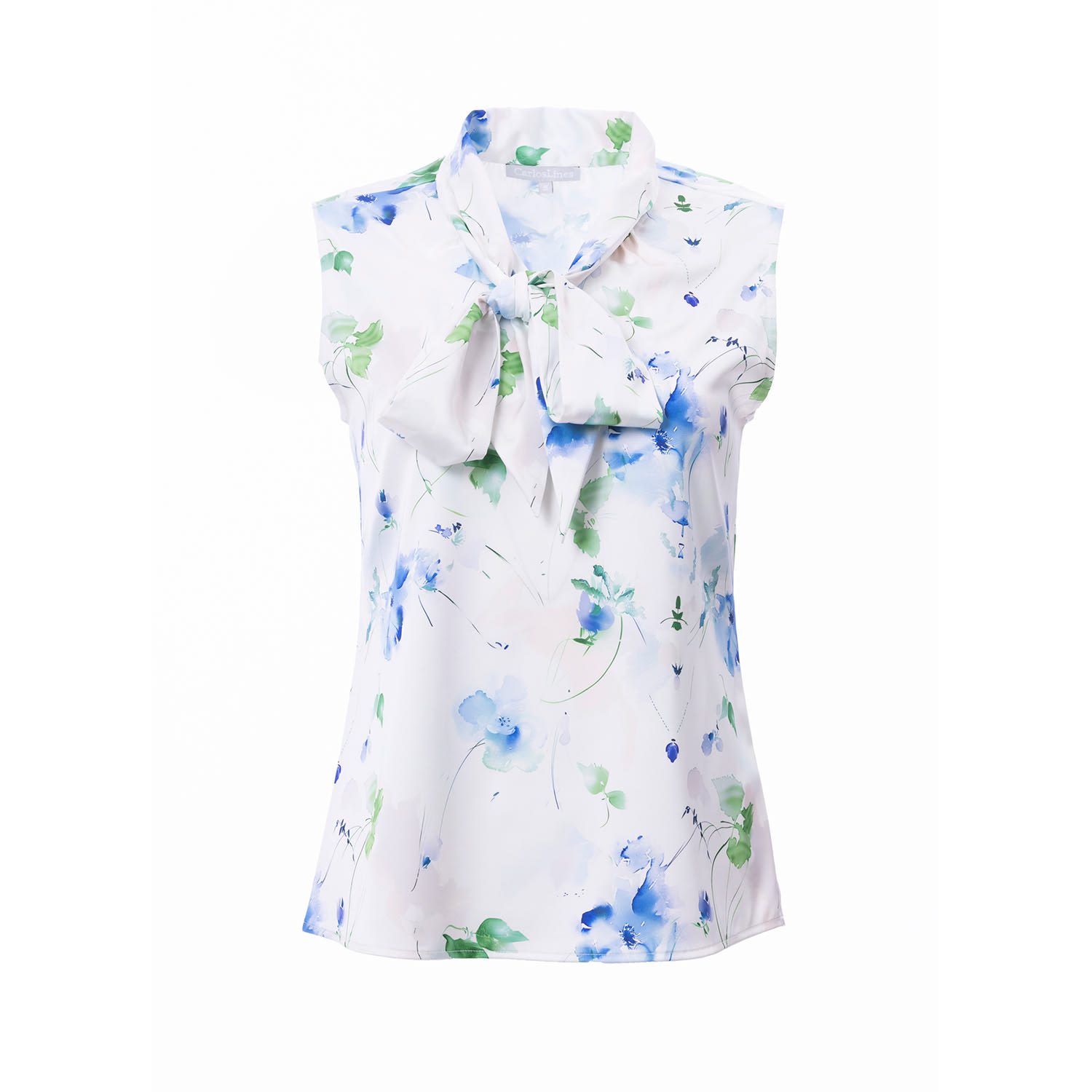 Carloslines Women's Bow Tie Sleeveless Blouse In Watercolored Flowers Print