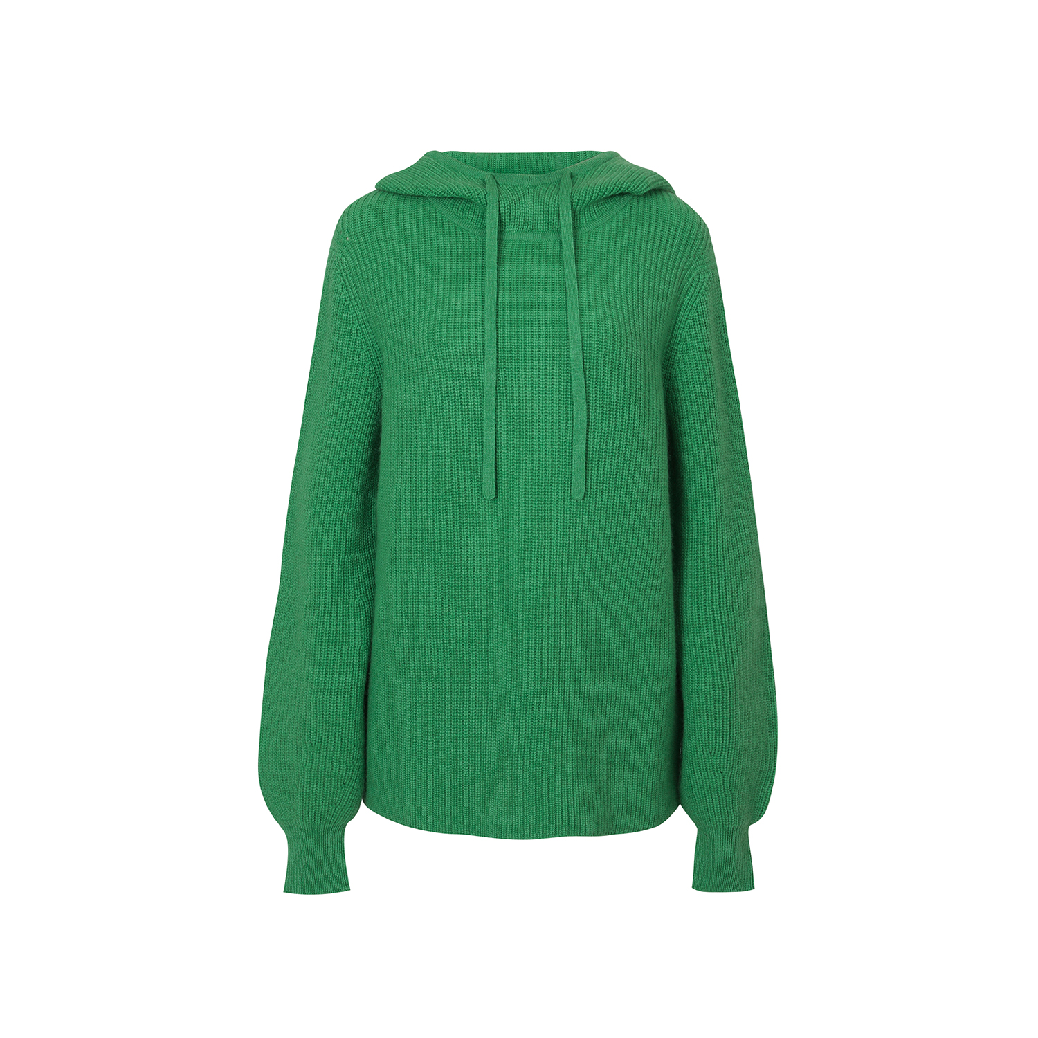 Ribbed Cashmere Hoodie Sweater Green by CALLAITE