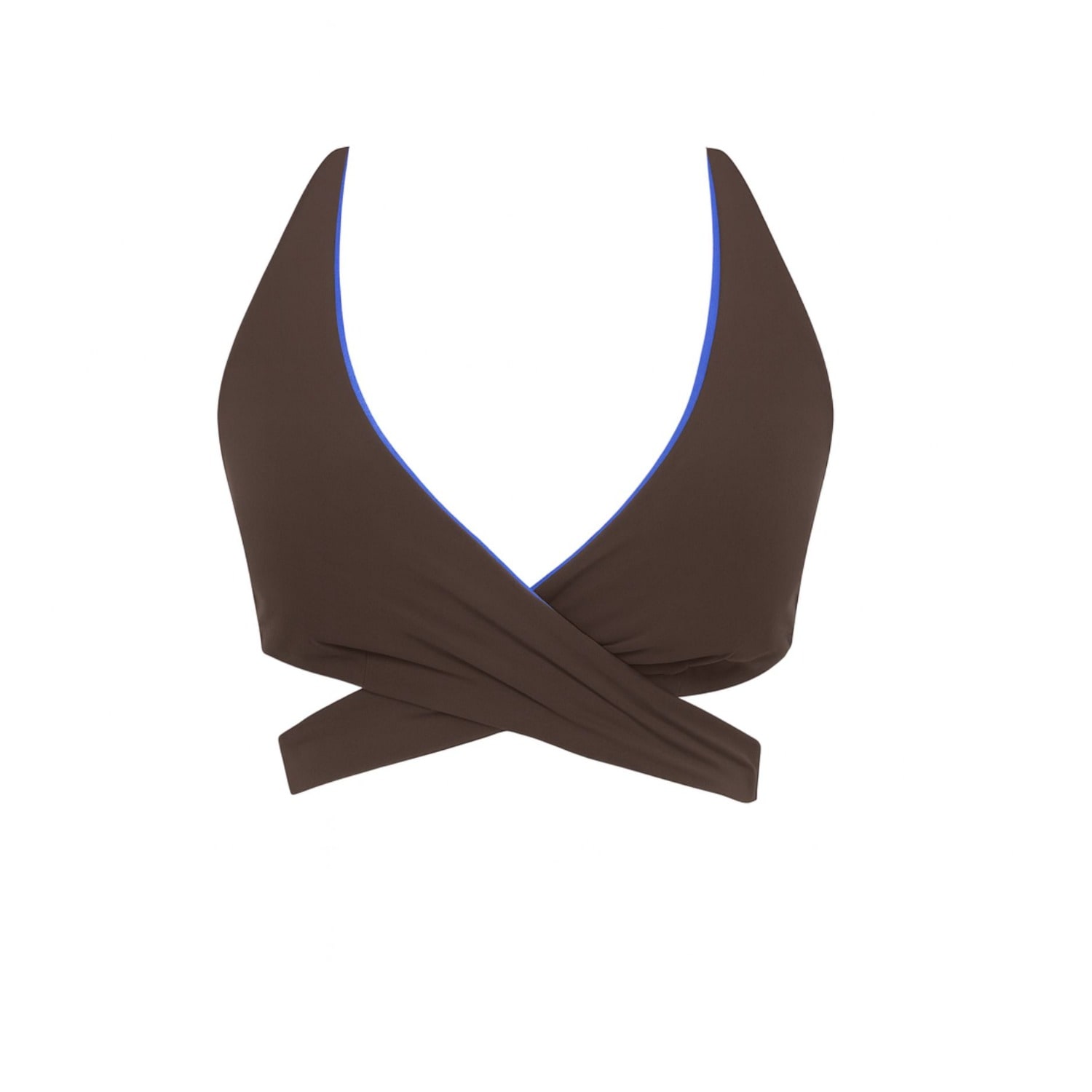 Yorstruly Women's Brown / Blue Vest Bra Top - Espresso Martini - Inside Electric Blue In Multi