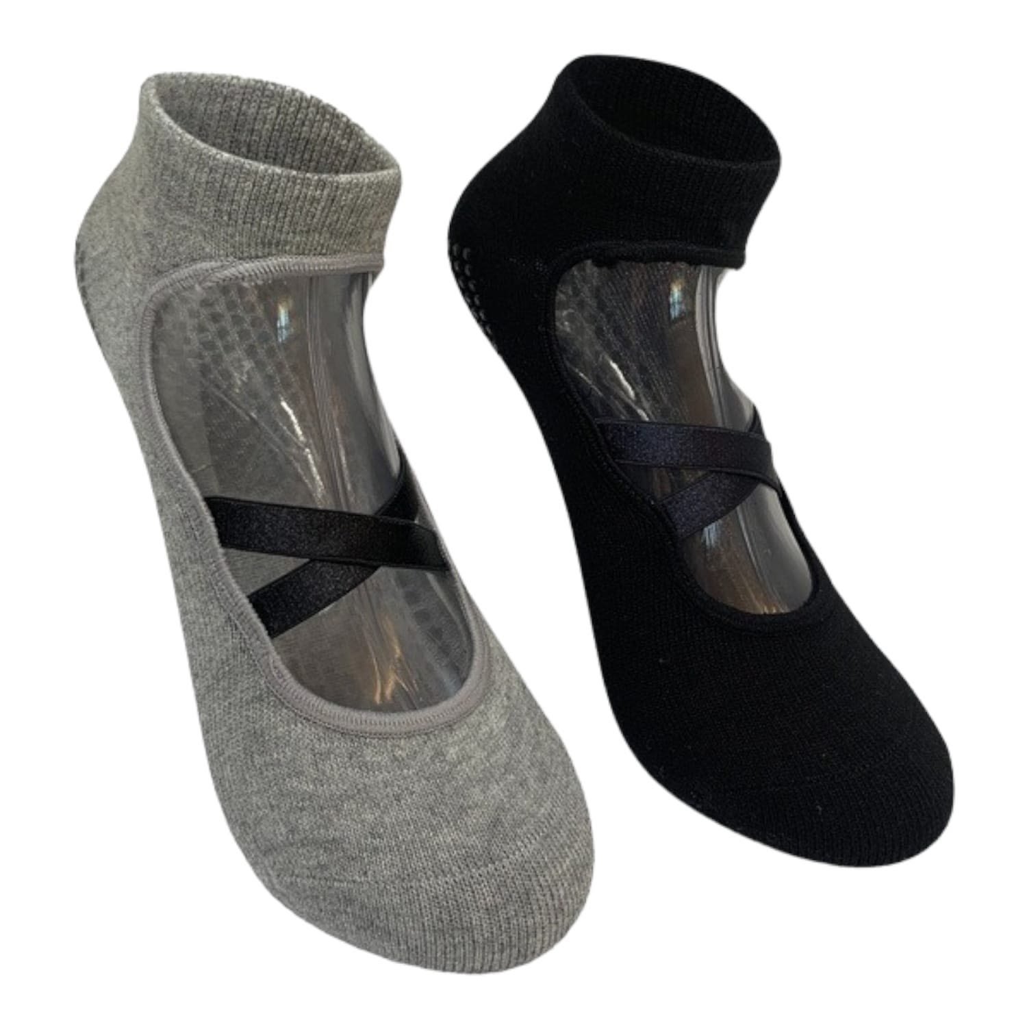 Women’s Pilates Grip Socks - Two Pack - Black And Grey High Heel Jungle by Kathryn Eisman