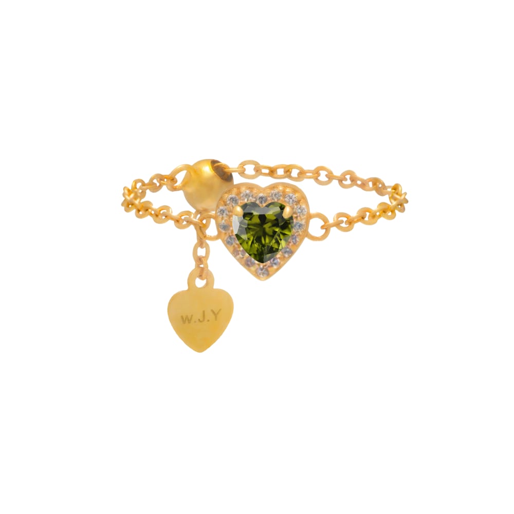 Jiaying Wang Wjy Studio London Women's Green Emerald Birthstones Love Zipper Gold Ring