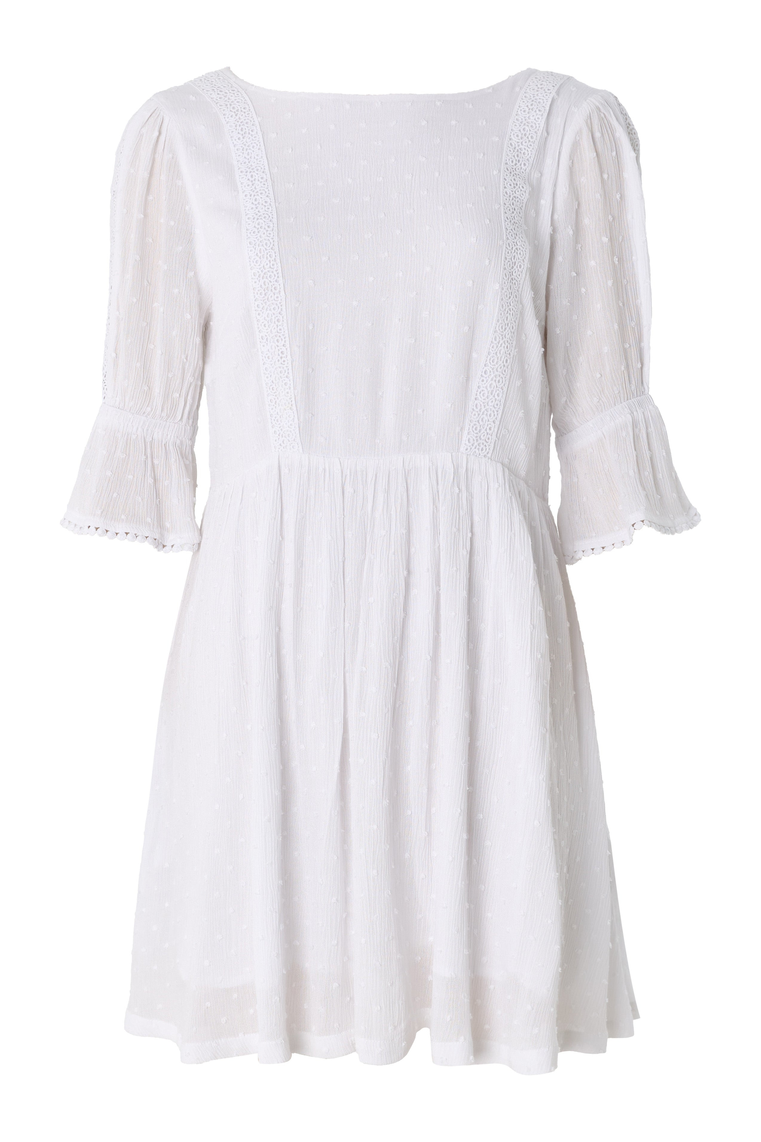Louche Women's Amarine Self Dot White Square Back Sleeve Mini Dress In White