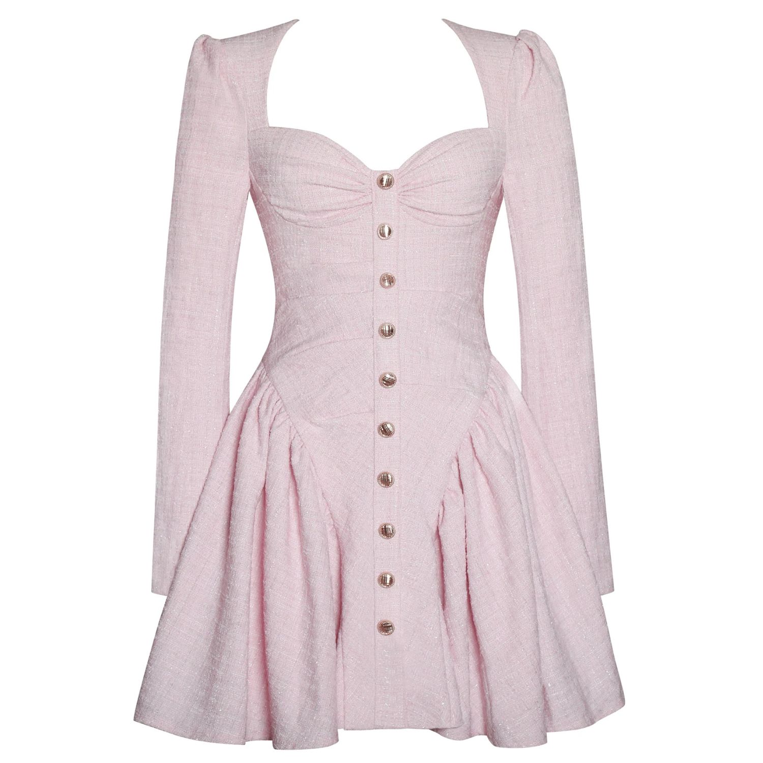 Miss Circle New York Women's Pink / Purple Tae Pink Tweed Long Sleeve Drop Waist Mini Dress