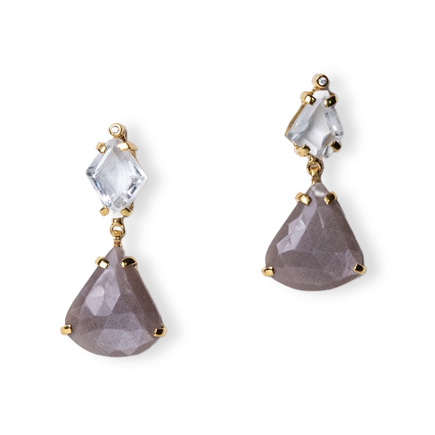 Women’s Pink / Purple Helen Gem Stone Earrings - Briolette Cut Golden Horn Jewellery