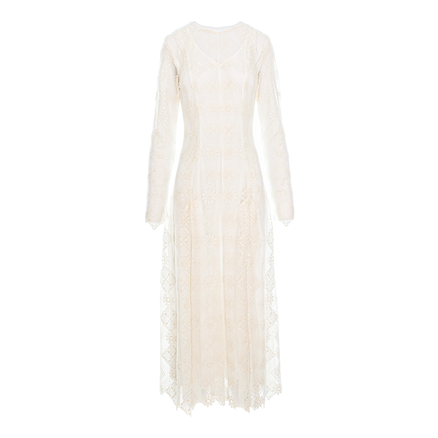 Izabela Mandoiu Women's Neutrals / White Midi Embroidered Tulle Dress In Ivory