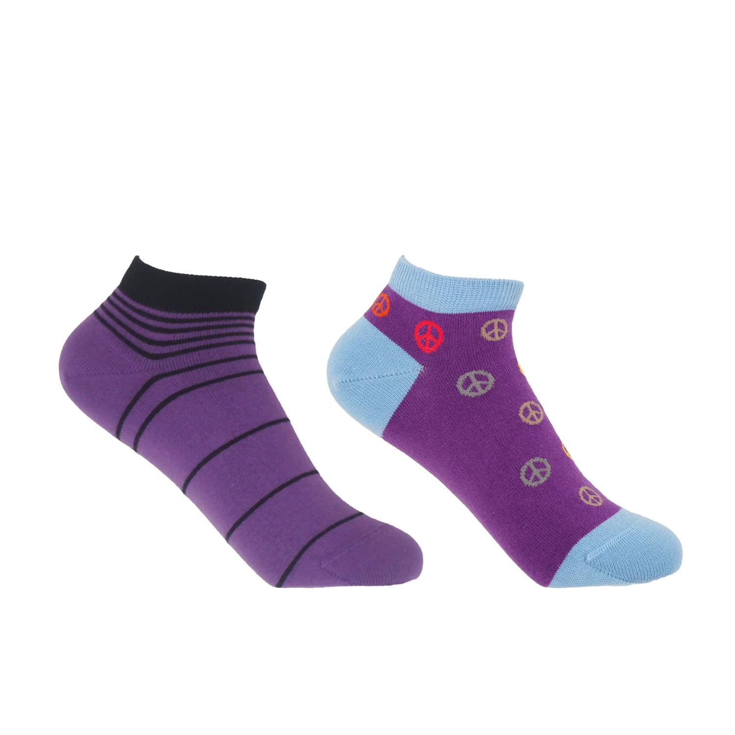 Peper Harow - Made In England Peace Purple & Retro Purple Women's Trainer Socks Bundle In Purple