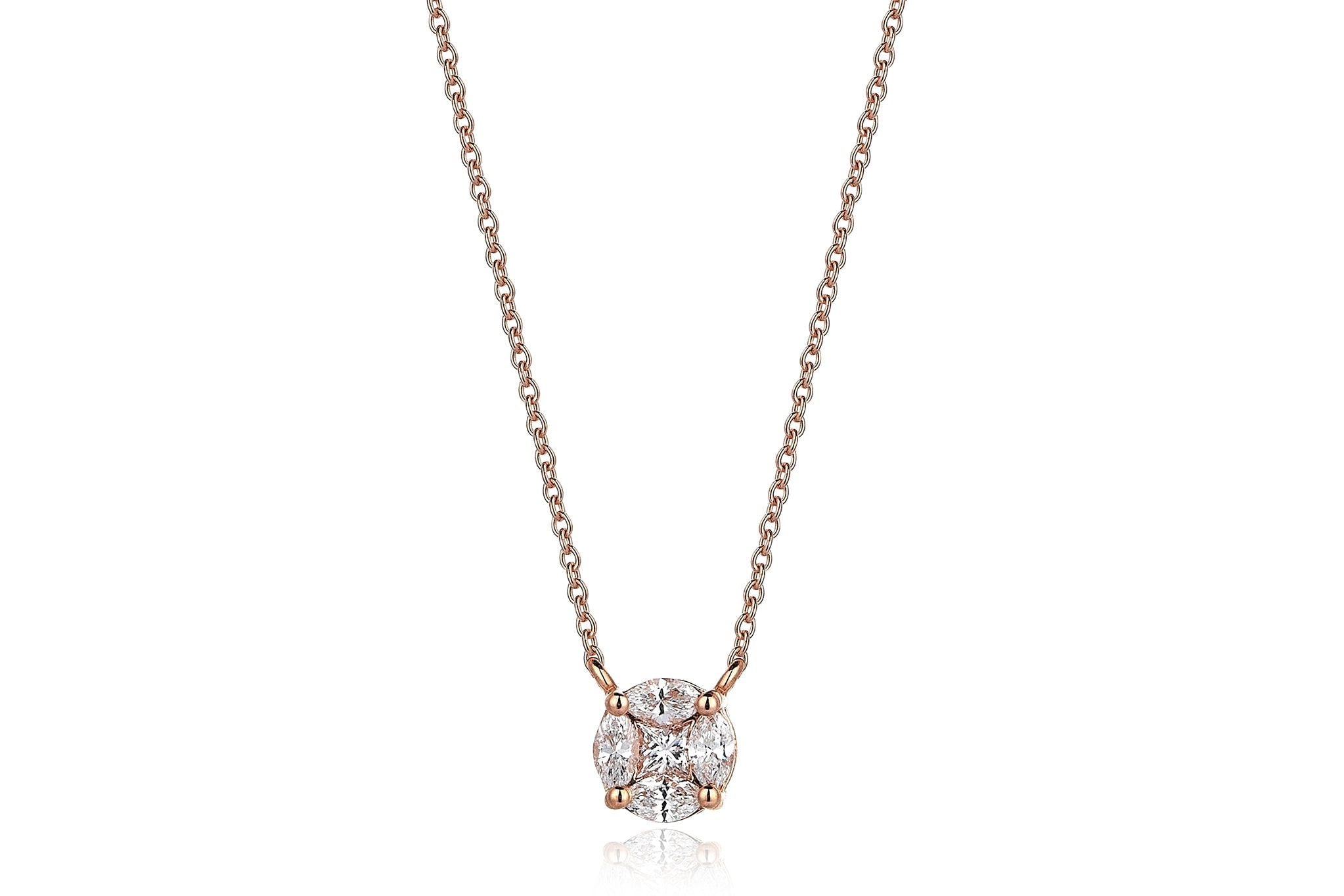 Reis Jewellery Women's Rose Gold Marquise Feraye Diamond Necklace In Gold