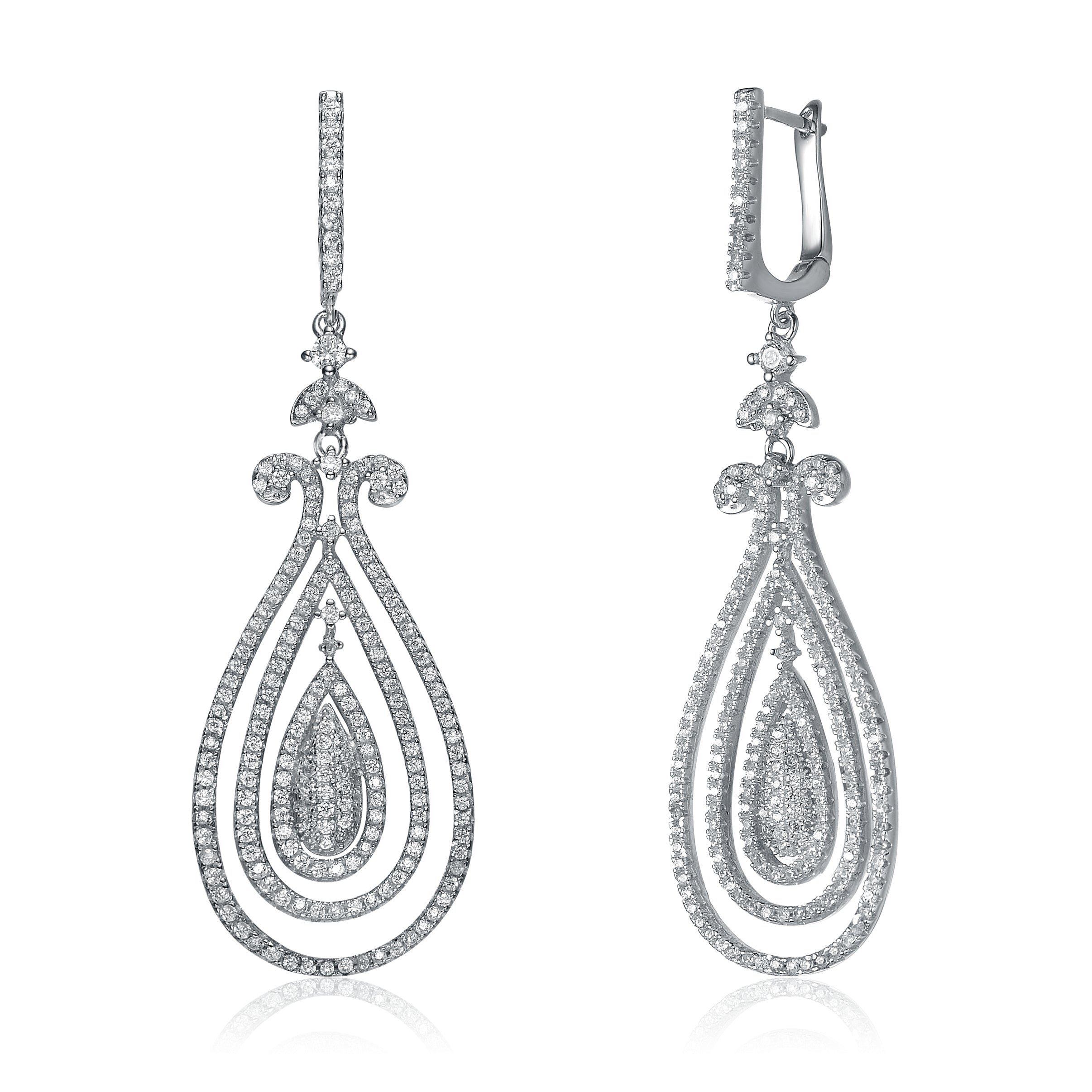 Women’s White / Silver Montfort Julienne Teardrop Limited Edition Earrings Genevive Jewelry