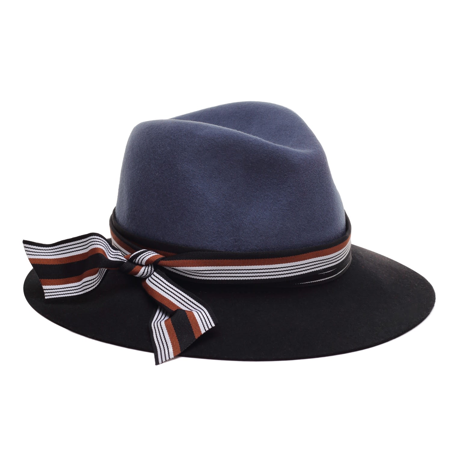 Women’s Blue Wide Two Tone Fedora Hat 59Cm Justine Hats