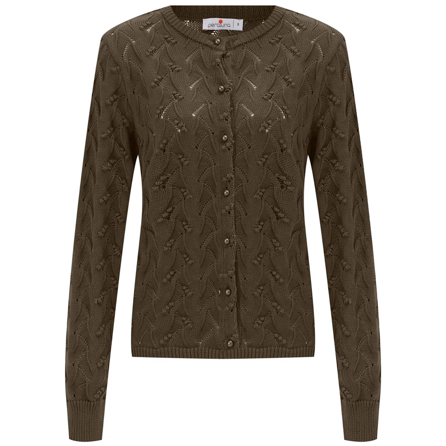 Women’s Alisa Openwork Cardigan In Brown Medium Peraluna