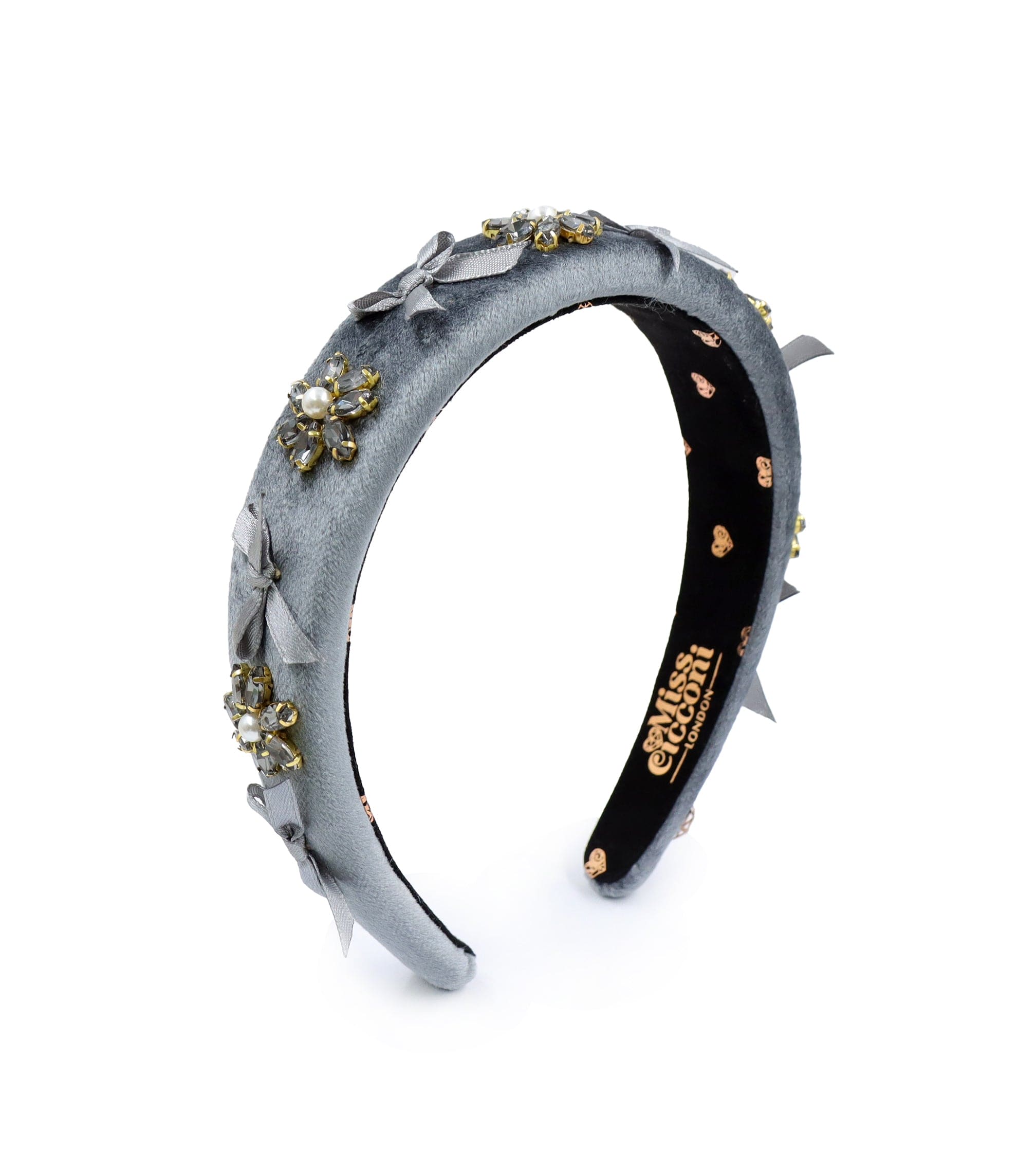Women's Grey / Silver Silverfox - Headband - Silver Grey Velvet | Miss Cicconi