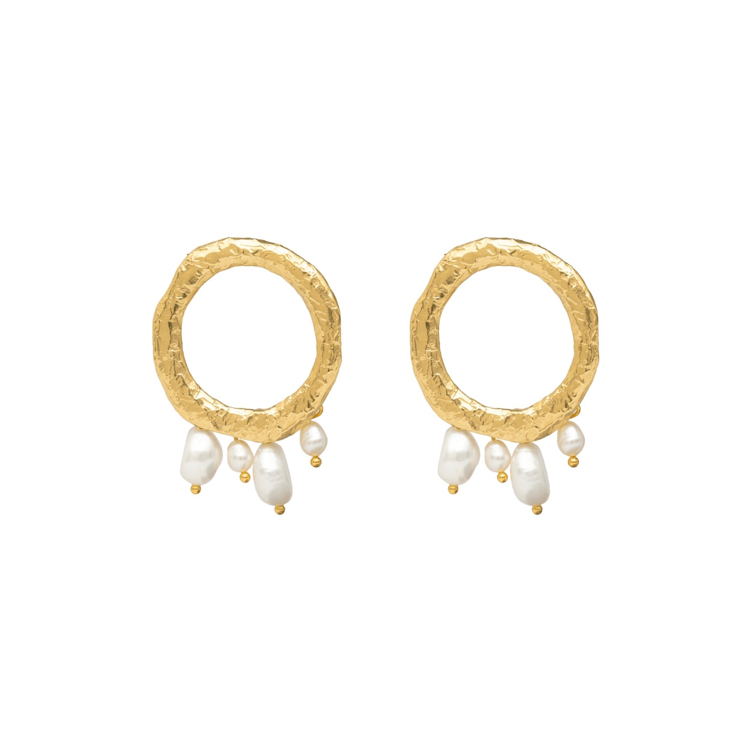 Women’s Gold / White Adara Gold Pearl Drop Earrings Lavani Jewels