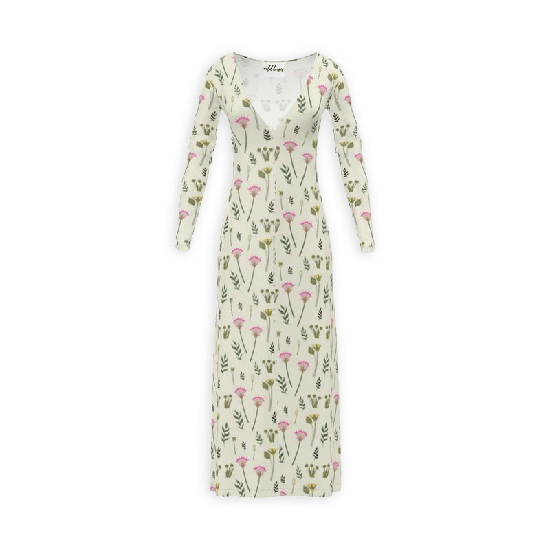 Women’s White Long Sleeve Silky Jersey Maxi Dress In Folklore Print Extra Large Wild Lady Lils