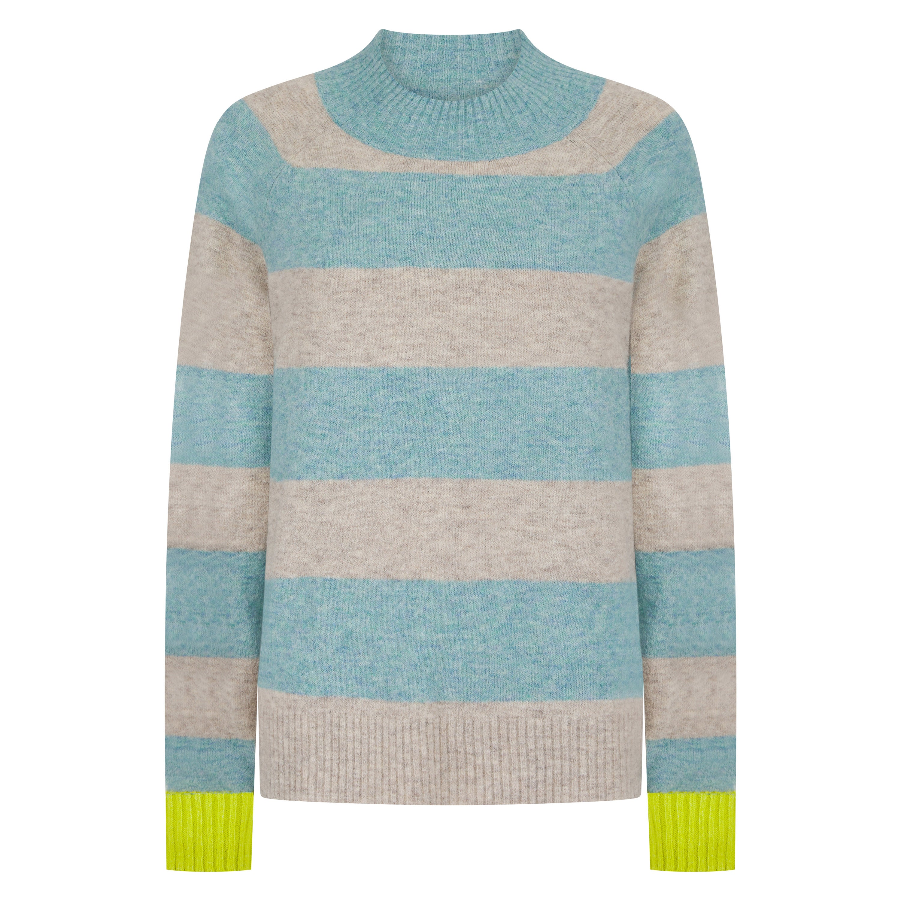 Women’s Neutrals / Blue Maxine Knitted Stripe Jumper-Duck Egg Medium Nooki Design