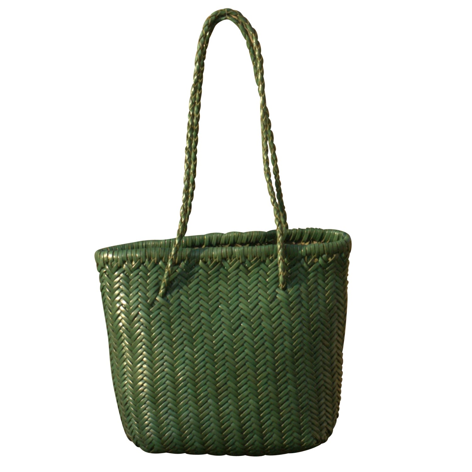 Women’s Zigzag Woven Leather Handbag In Small Size ‘Carla’ - Green Rimini