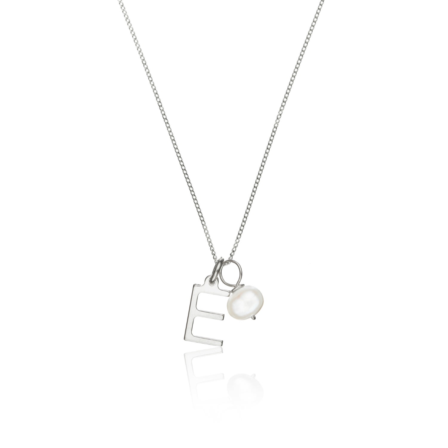 Lily & Roo Women's Silver Initial And Pearl Drop Necklace In Silver