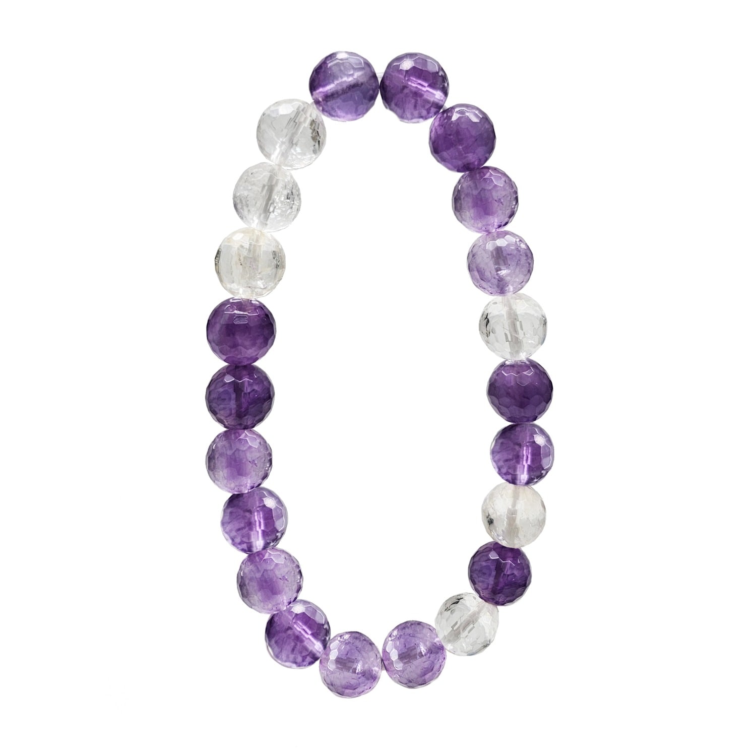 Farra Women's Purple Amethyst With White Quartz Flexible Bracelet In Purple